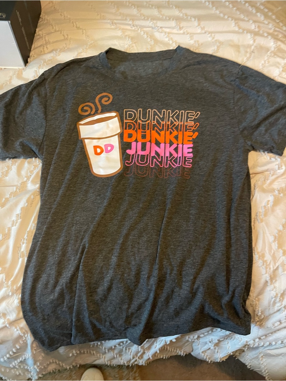 Unisex Large “Dunkie Junkie” Short Sleeve Tee - Charcoal